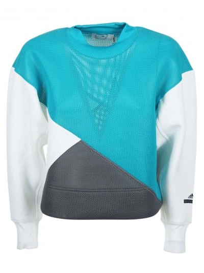 Shop Adidas Originals Adidas By Stella Mccartney Neoprene Colour Block Sweatshirt In Verde/bianco