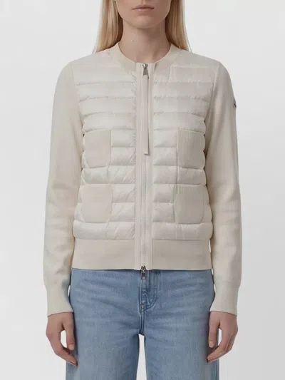 Moncler White Quilted Crew Neck Jacket In White