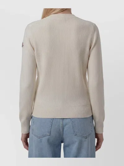 Moncler White Quilted Crew Neck Jacket In White