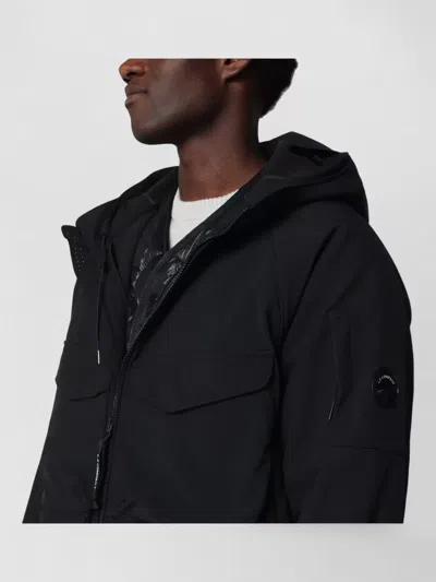 C.p. Company C.p.company Total Eclipse Shell Padded Hooded Lens Jacket In Black