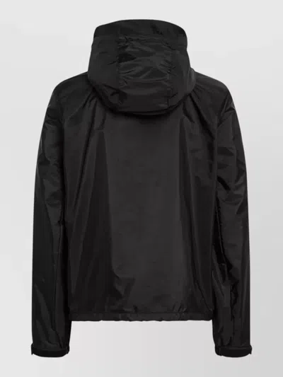 Prada Hooded Lightweight Jacket Front Pockets In Black