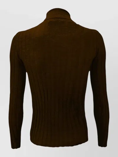 La Rose Cashmere Silk Ribbed Turtleneck Long Sleeve In Brown