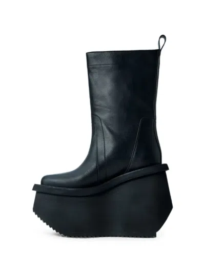 Rick Owens Factory Platform Pull-tab Boots In Black