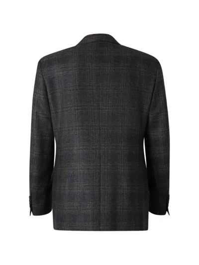 Canali Single-breasted Check-pattern Blazer In Gray