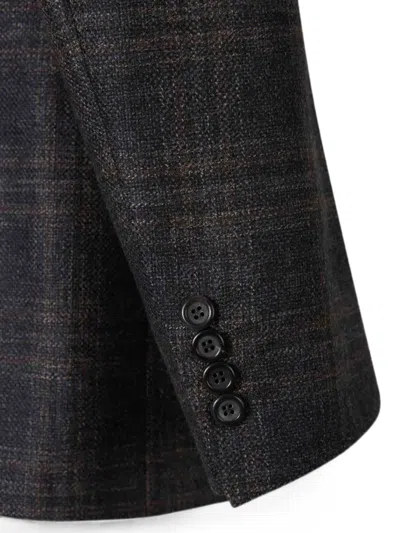 Canali Single-breasted Check-pattern Blazer In Gray