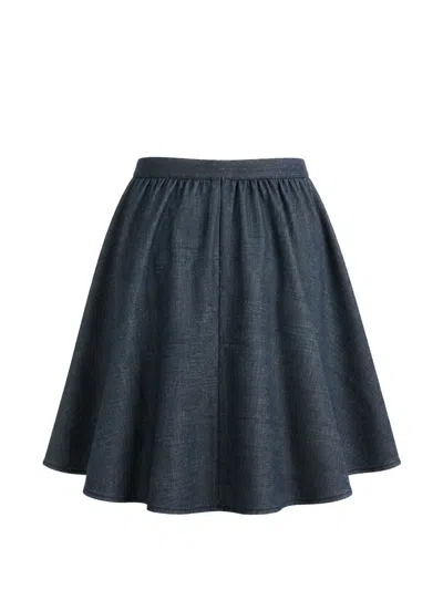 Cecilie Bahnsen Gathered Flared Mini Skirt In Blue