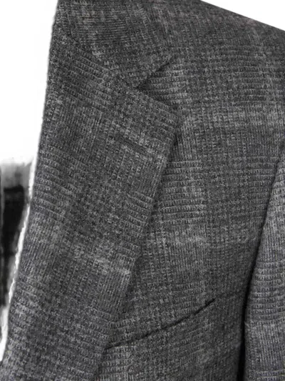 Canali Check-pattern Single-breasted Blazer In Gray
