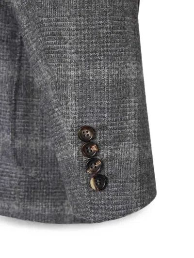 Canali Check-pattern Single-breasted Blazer In Gray