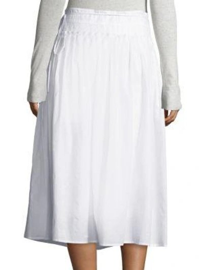 Shop Vince Stitch Pleated Wrap Skirt In White
