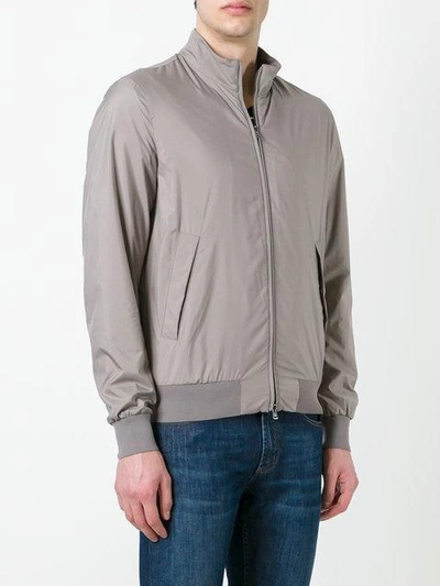 Shop Herno Zipped Bomber Jacket - Grey
