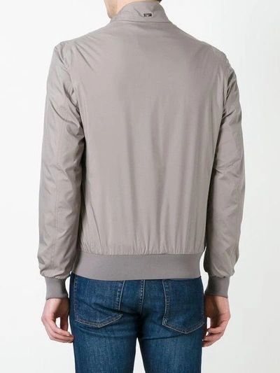 Shop Herno Zipped Bomber Jacket - Grey