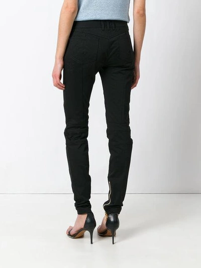 Shop Balmain Skinny Biker Trousers In Black