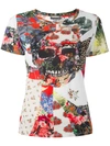 Alexander Mcqueen White Floral Skull Classic T-shirt In Multicolour