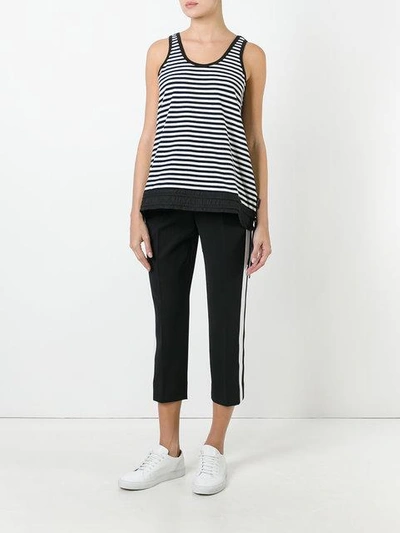 Shop Moncler Striped Tank Top In Black