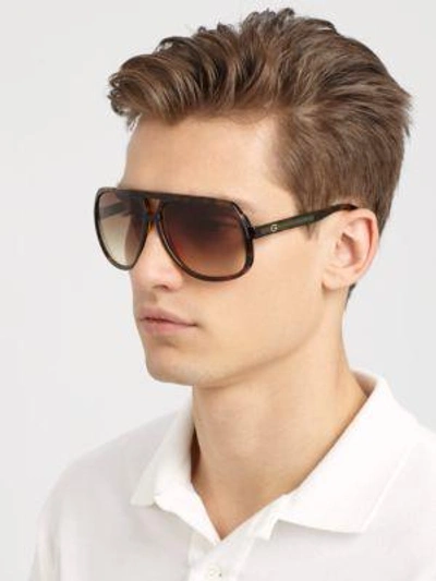 Shop Gucci Plastic Aviator Sunglasses In Na