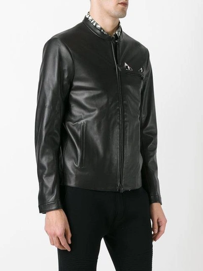 Shop Fendi Bag Bugs Leather Jacket In Black