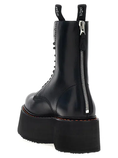 R13 Black Double Stack Boots In Black