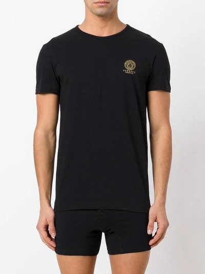 Versace Logo-print Long-sleeved T-shirt In Black | ModeSens