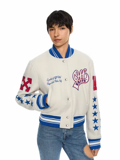 Off-white Wool College Varsity Jacket In Multi