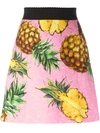 DOLCE & GABBANA pineapple print brocade skirt,드라이크리닝전용