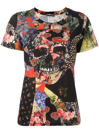 Alexander Mcqueen Floral Skull Tablecloth Print T-shirt