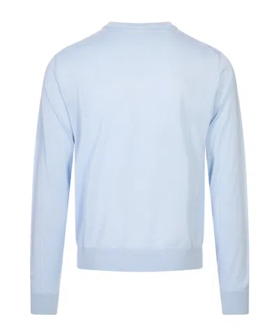 Canali Long-sleeved Knitted Pullover In Blue