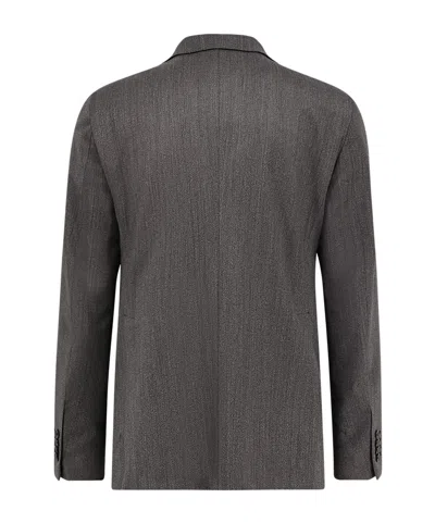 Tagliatore Micro Houndstooth Pattern Wool Suit With Blazer And Tailored Pants In Gray