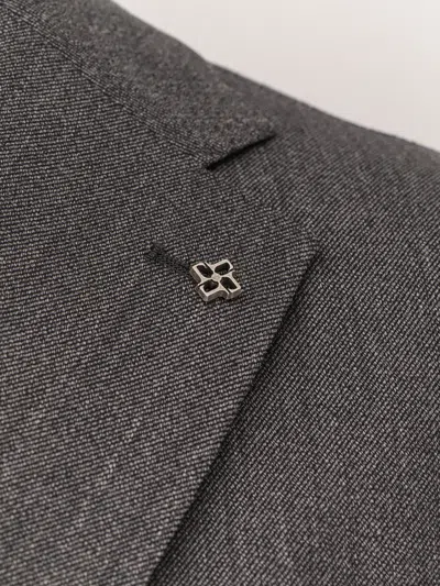 Tagliatore Micro Houndstooth Pattern Wool Suit With Blazer And Tailored Pants In Gray