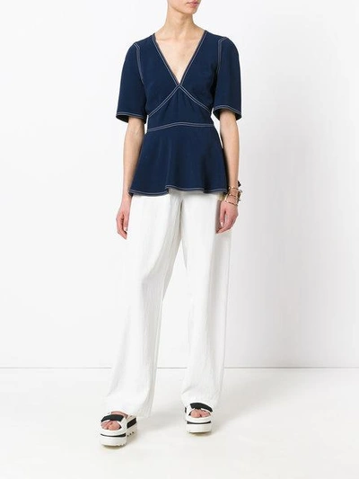 Shop Stella Mccartney Contrast Stitch Kimono Blouse