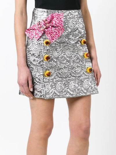 Shop Dolce & Gabbana Bow Brocade Mini Skirt