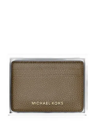Michael Kors Leather Card Case In Brown