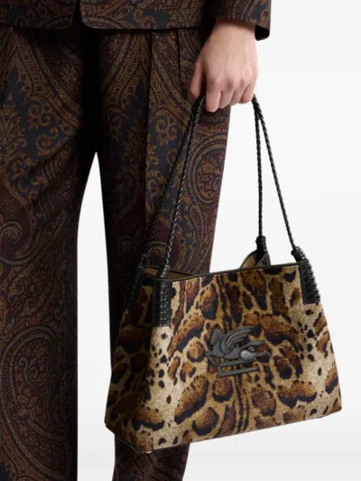 Etro Libra レオパード ハンドバッグ M In Brown