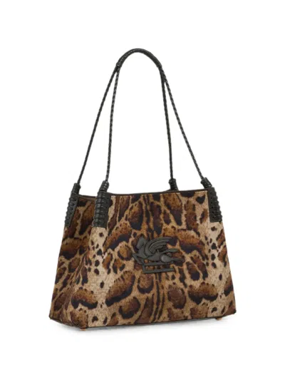 Etro Libra レオパード ハンドバッグ M In Brown