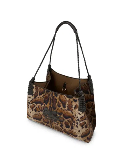 Etro Libra レオパード ハンドバッグ M In Brown