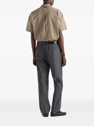 Prada Cotton-blend Shirt In Brown
