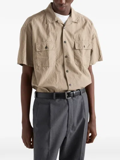 Prada Cotton-blend Shirt In Brown