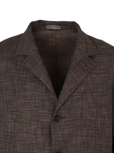 Corneliani Textured Single-breasted Blazer In Brown