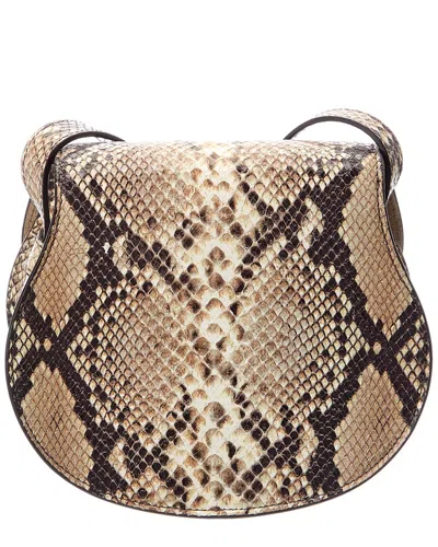 Chloé Marcie Small Python-embossed Leather Saddle Bag In White