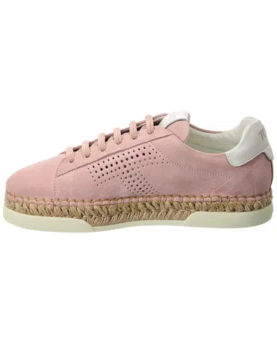 Tod's Gomma Suede Sneaker In Pink