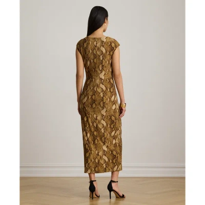 Ralph Lauren Python-print Jersey Cap-sleeve Dress In Tan Multi In Tan Multi
