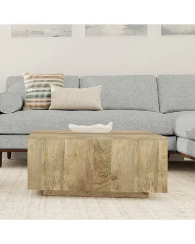 Simpli Home Lockhart Solid Mango Wood 30in Square Modern Square Coffee Table