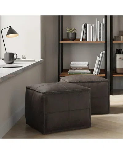 Simpli Home Sheffield Boho Square Pouf