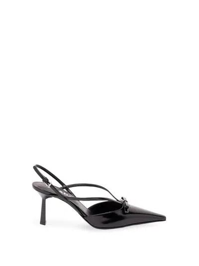Prada Brushed Leather Slingback Pumps In Black