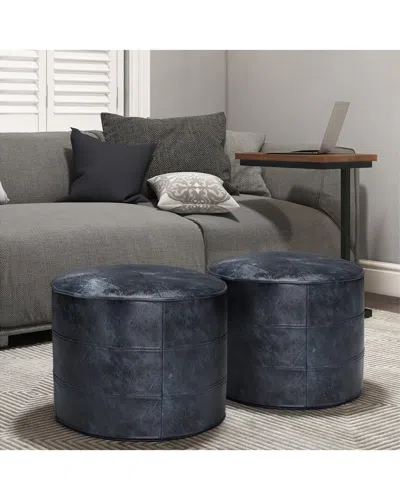 Simpli Home Connor Boho Round Pouf