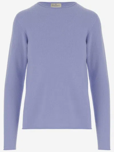 Bruno Manetti Purple Crew Neck Pullover In Blue
