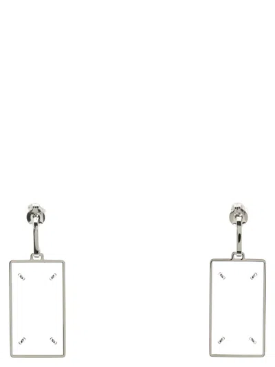 Maison Margiela Rectangular Drop Earrings In Metallic