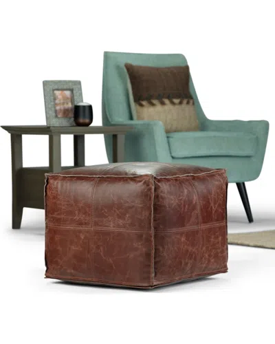 Simpli Home Sheffield Boho Square Pouf
