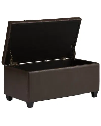 Simpli Home Sienna 33in Transitional Rectangle Storage Ottoman Bench