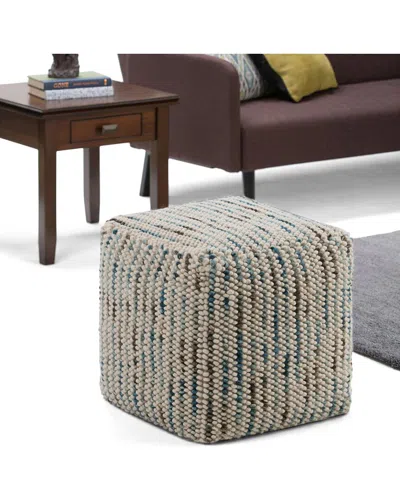 Simpli Home Zoey Boho Cube Woven Pouf