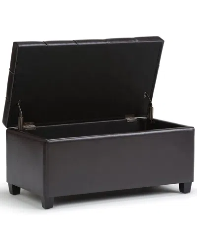 Simpli Home Sienna 33in Transitional Rectangle Storage Ottoman Bench